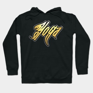 Shiny black and Gold YOGA word ver2 Hoodie